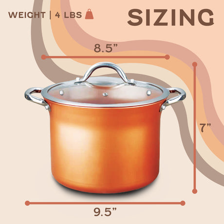 Concord Copperamic nonstick stock pot sizing information