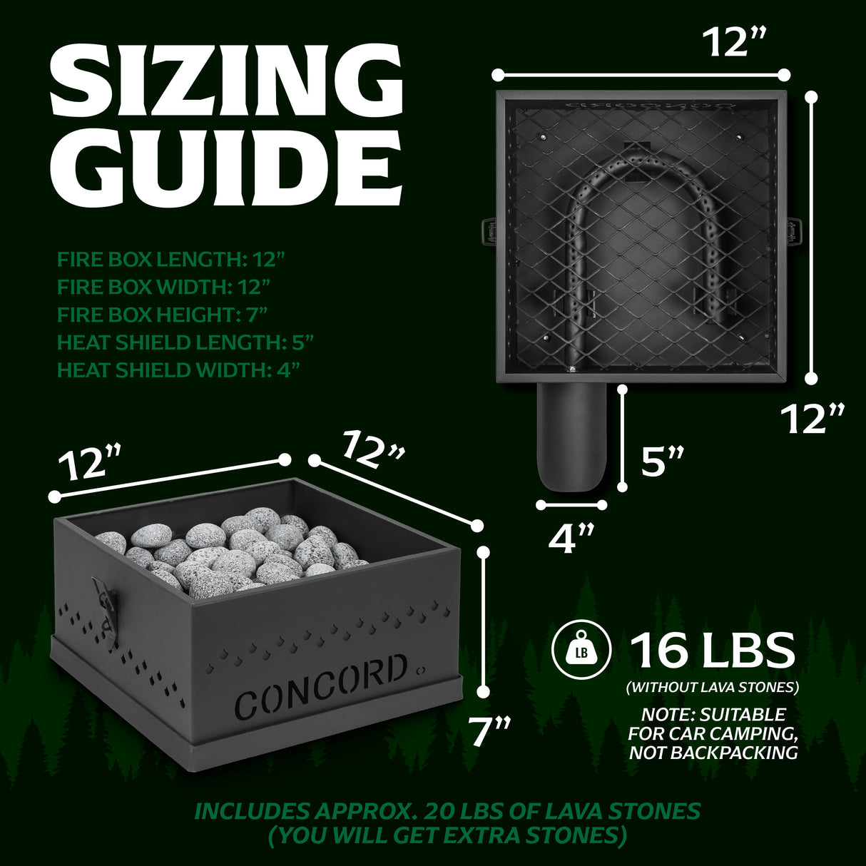 Dragon's Breath outdoor protable fire pit sizing guide