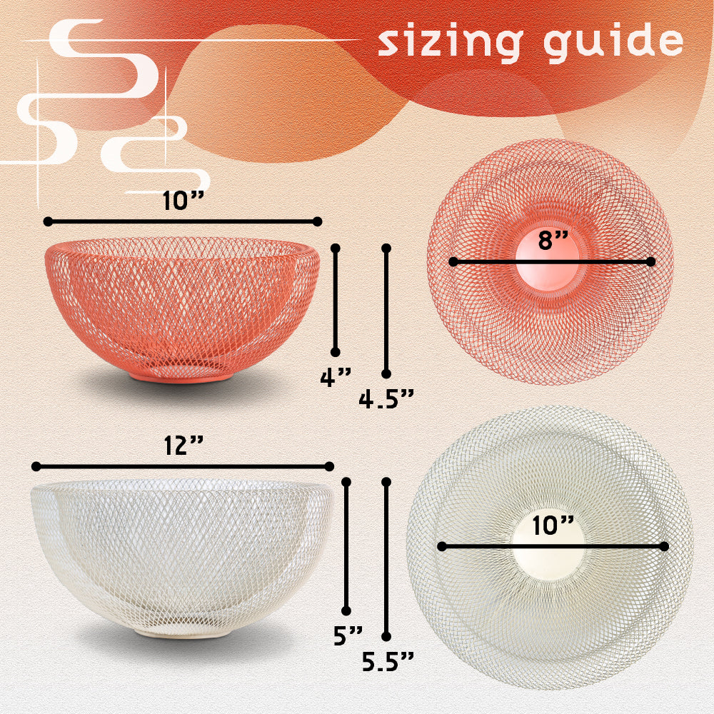 Concord Kyoto Series fruit basket sizing guide