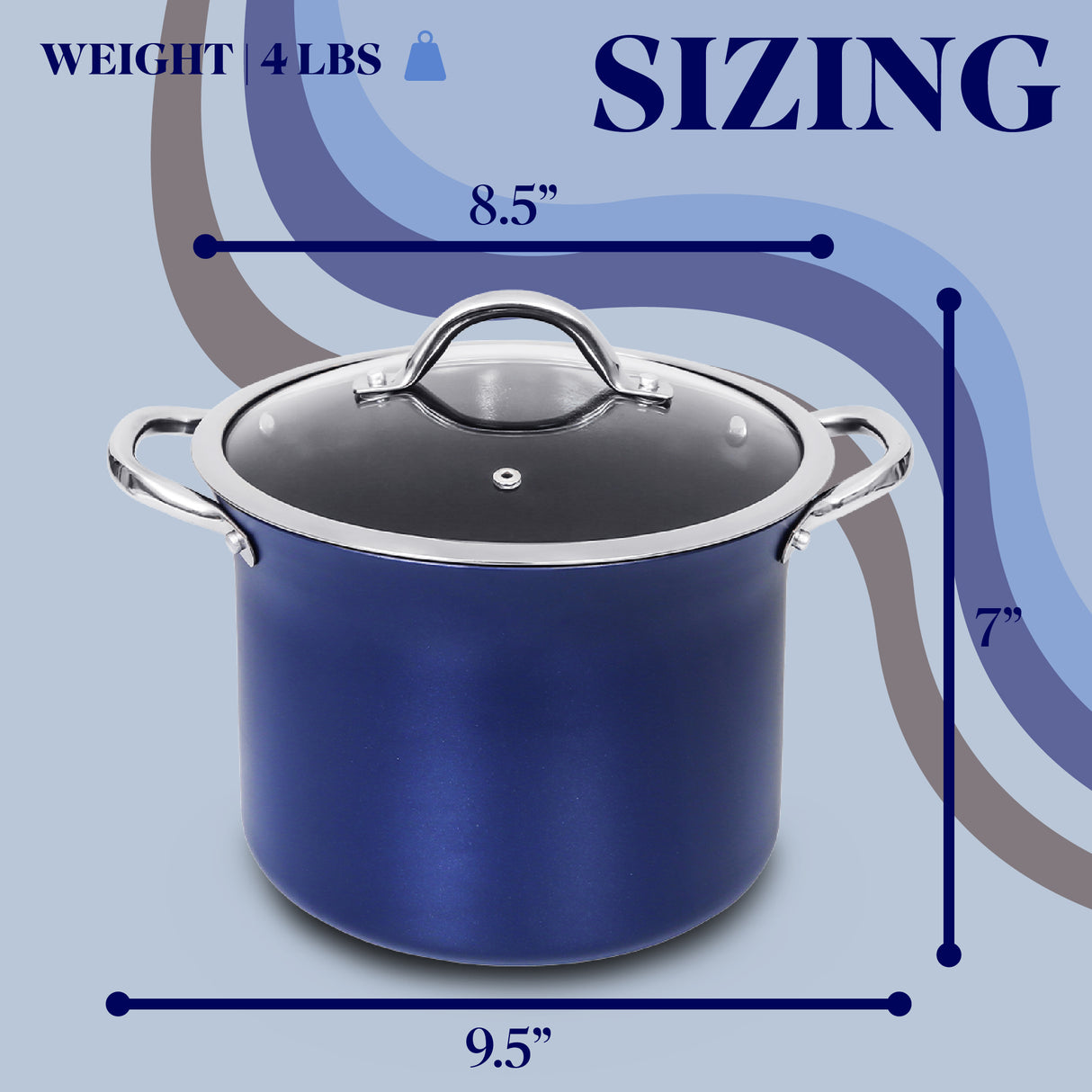 Sizing on the Concord 7 Quart sapphire nonstick stock pot