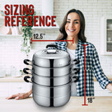 3 Tier Premium Stainless Steel Steamer Set (32 CM)