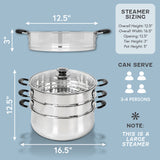 Stainless Steel 3 Tier Steamer Pot (30cm)