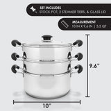 10" Stainless Steel 3 Tier Steamer