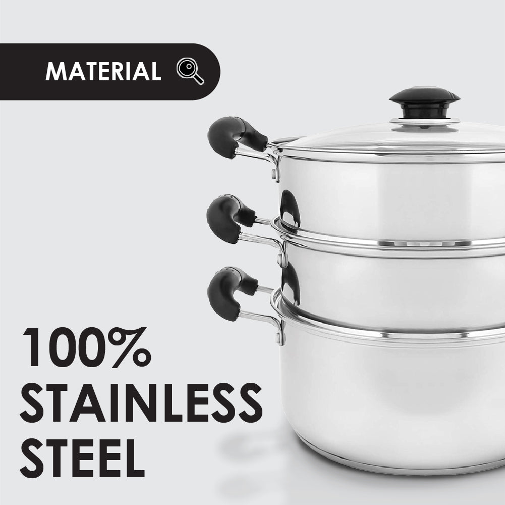 10" Stainless Steel 3 Tier Steamer