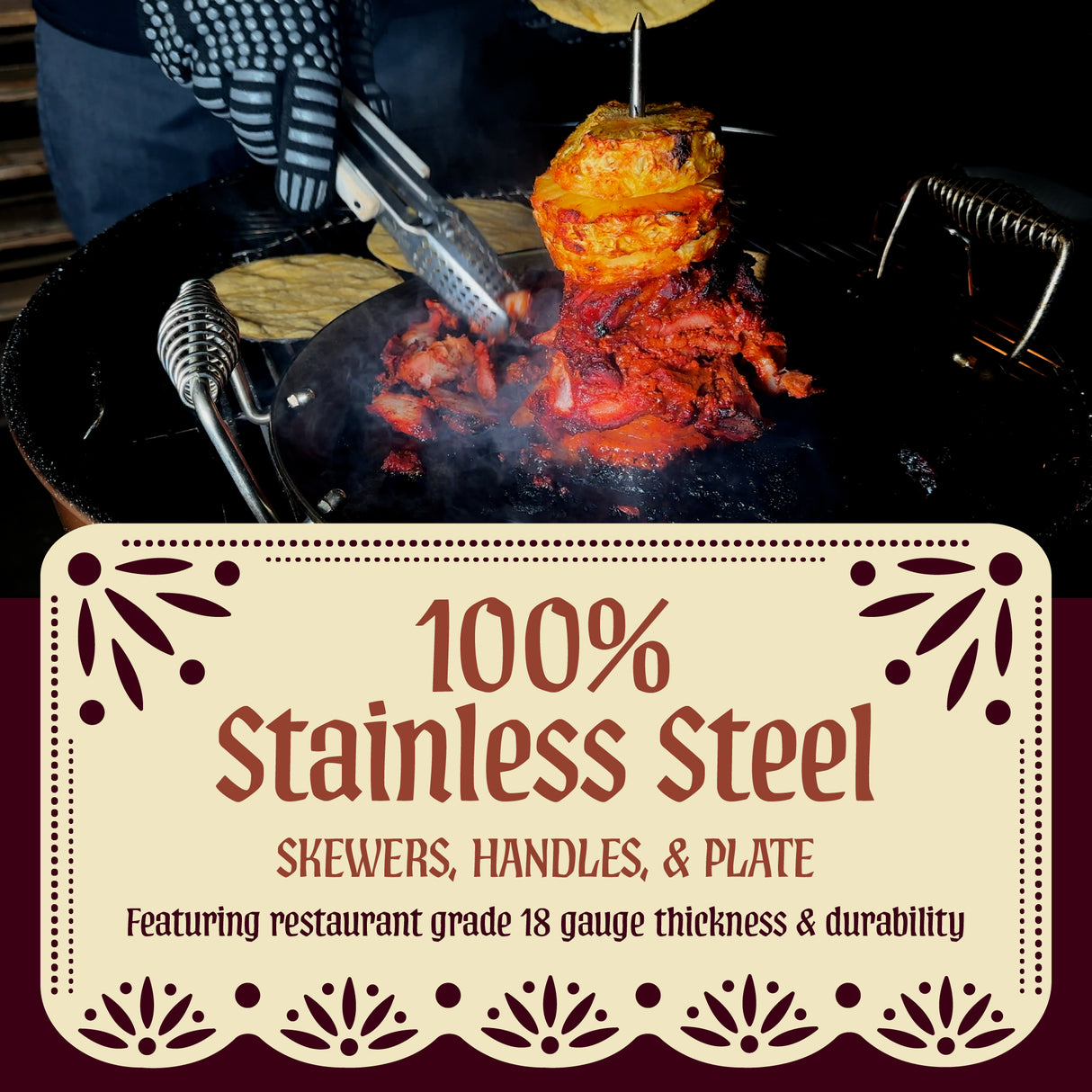Concord Al Pastor vertical skewer stainless steel material information