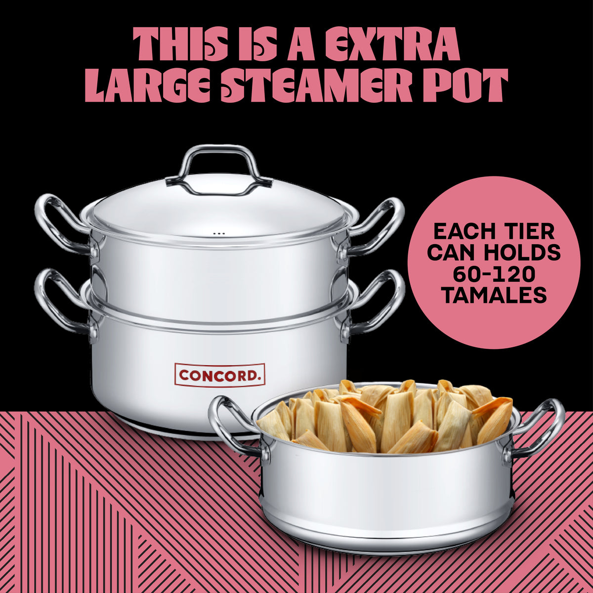 Muchos Tamales Stainless Steel XL Steamer Pot