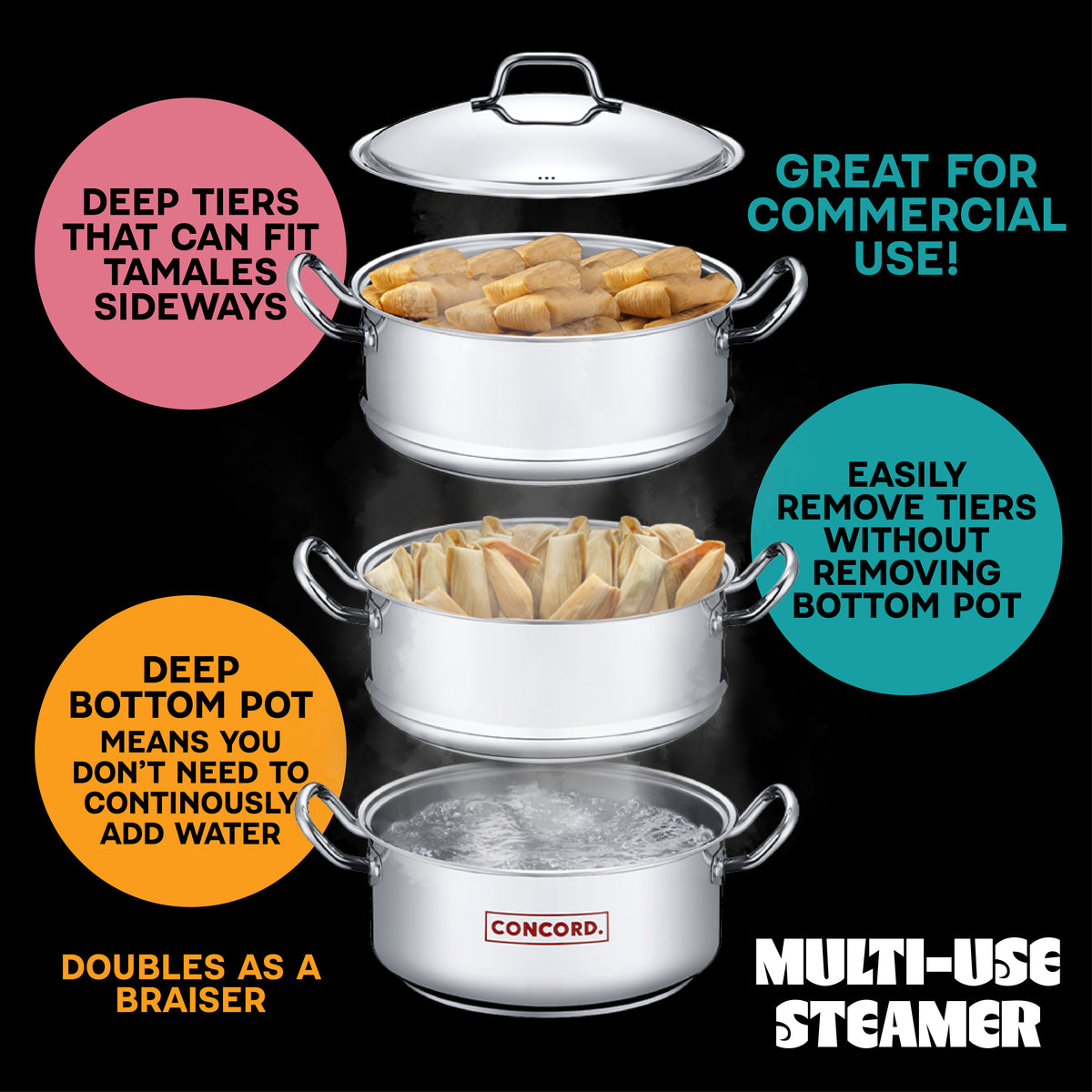 Muchos Tamales Stainless Steel XL Steamer Pot