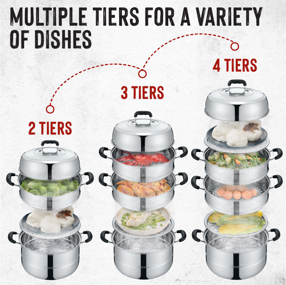 3 Tier Premium Stainless Steel Steamer Set (32 CM)