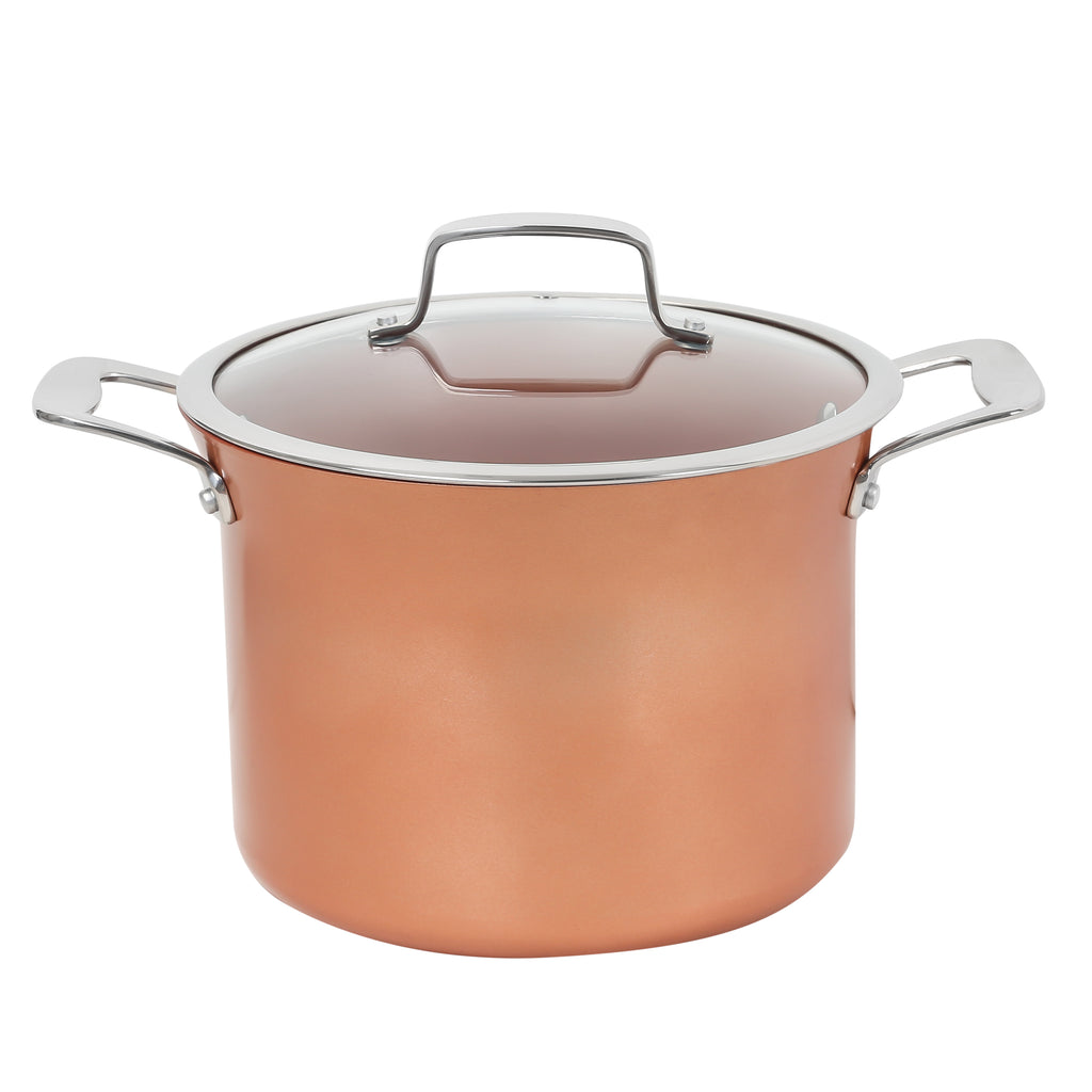 Concord 7 qt Copper Non Stick Stock Pot Casserole Coppe-Ramic Series Cookware (Induction compatible)