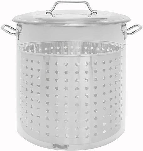 Concord Stainless Steel Stock Pot w/Steamer Basket. Cookware Great 100 Quart