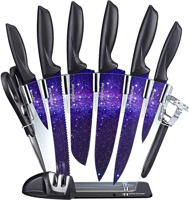 10 Pieces Purple Galaxy Kitchen Knives Set - Concord Cookware Inc