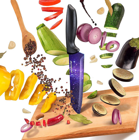 PurpleChef Cosmos 10 Pieces Kitchen Knives Set Includes 6 Stainless Steel  Knives