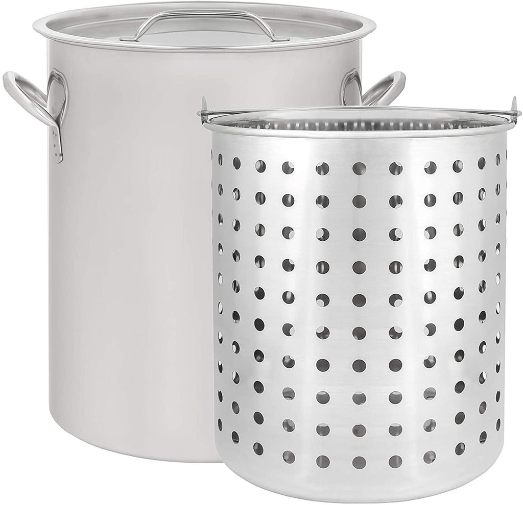 CONCORD Stainless Steel Stock Pot w/Steamer Basket. Cookware great for  boiling and steaming (80 Quart)
