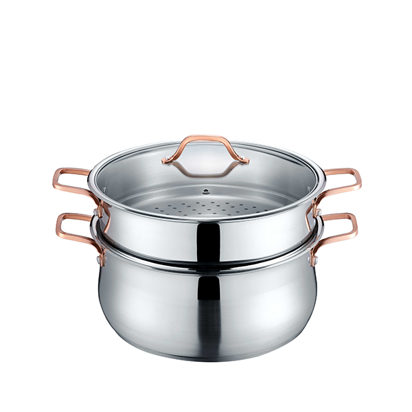 2 Tier Steamer With Rose Gold Handles