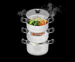 10" Stainless Steel 3 Tier Steamer Steaming Pot - Concord Cookware Inc