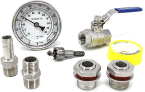 CONCORD Home Brewing Starter Kit. Weldless Setup including Ball Valve, Barb Hose, Bulkhead, Thermometer, etc - Concord Cookware Inc